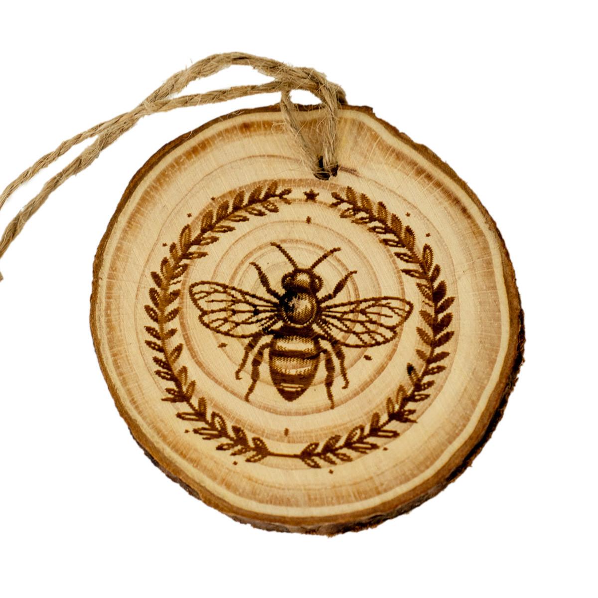 Rustic Wooden Bee Ornament