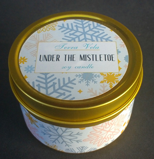 Under The Mistletoe Soy Candle in Gold Tin