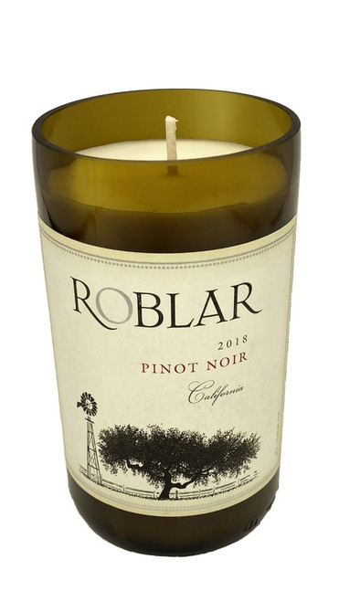 Up-cycled wine bottle container.  Wax content is aprox 17 oz resulting in over 100 hours burn time.