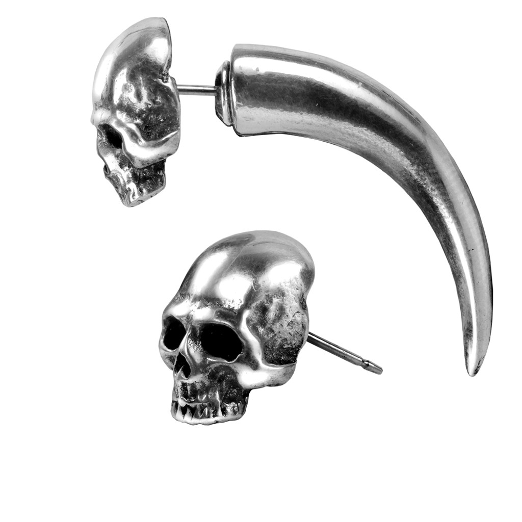 E320 - Tomb Skull Horn Earring