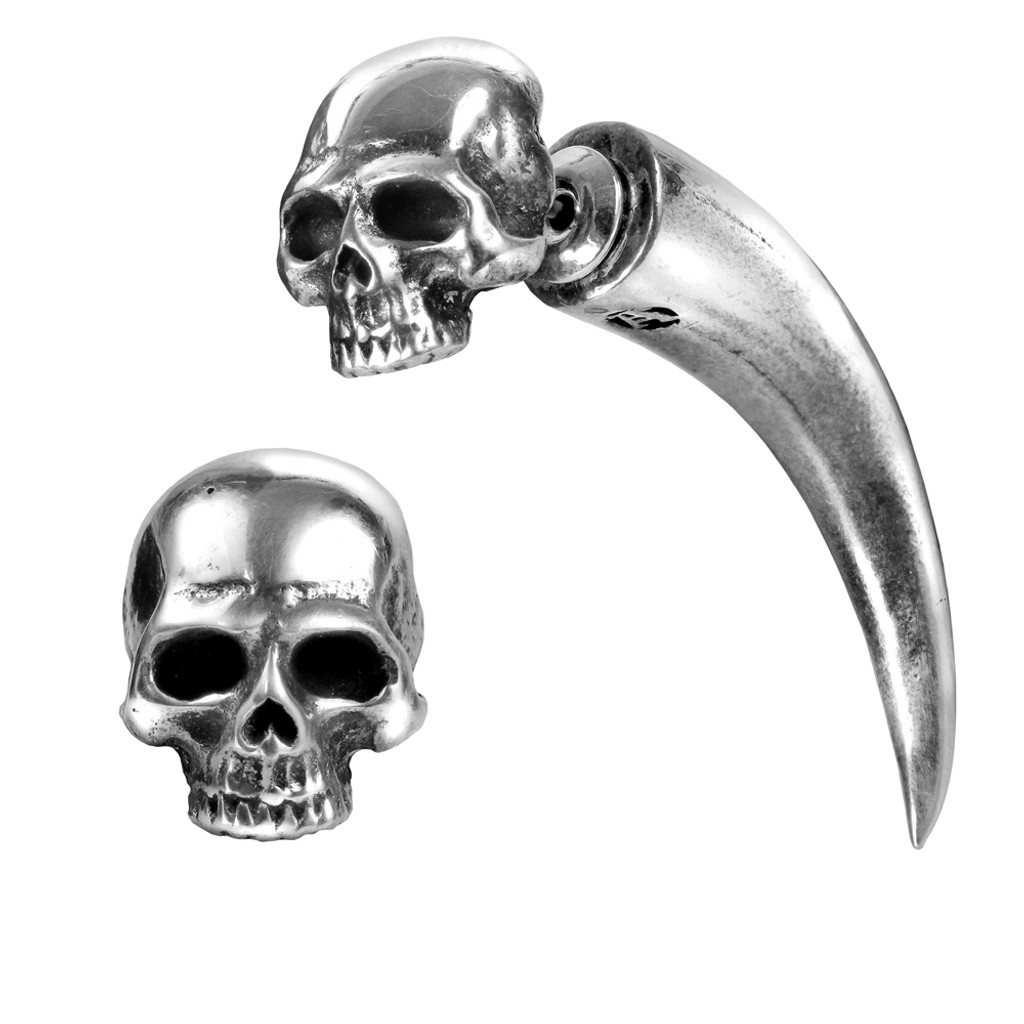 E320 - Tomb Skull Horn Earring