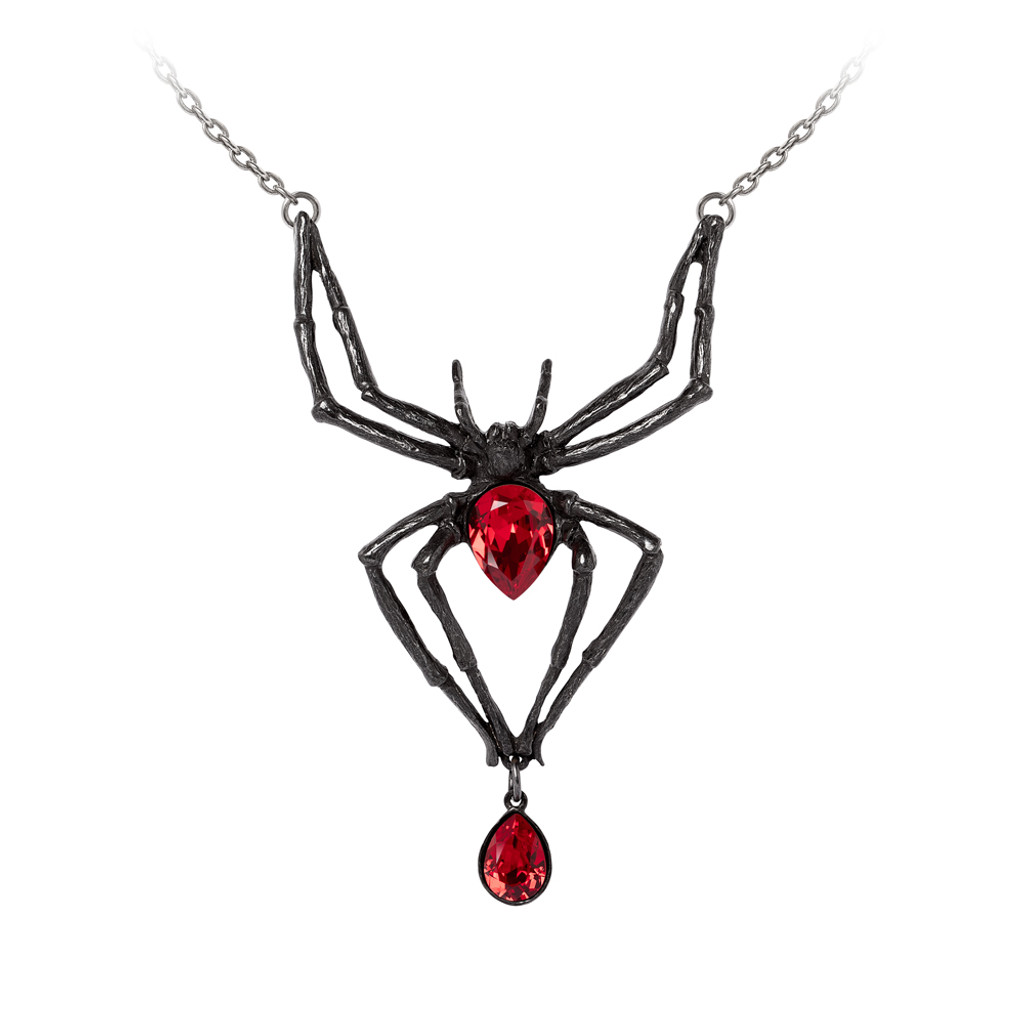 Black Widow Spider Insect Pendant Necklace 96 Stones Silver Tone 24 In  Halloween | eBay