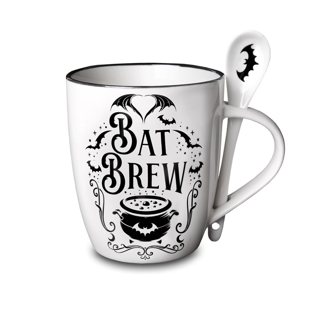 Bat Brew Mug & Spoon Set | Gothic Kitchenware | Alchemy