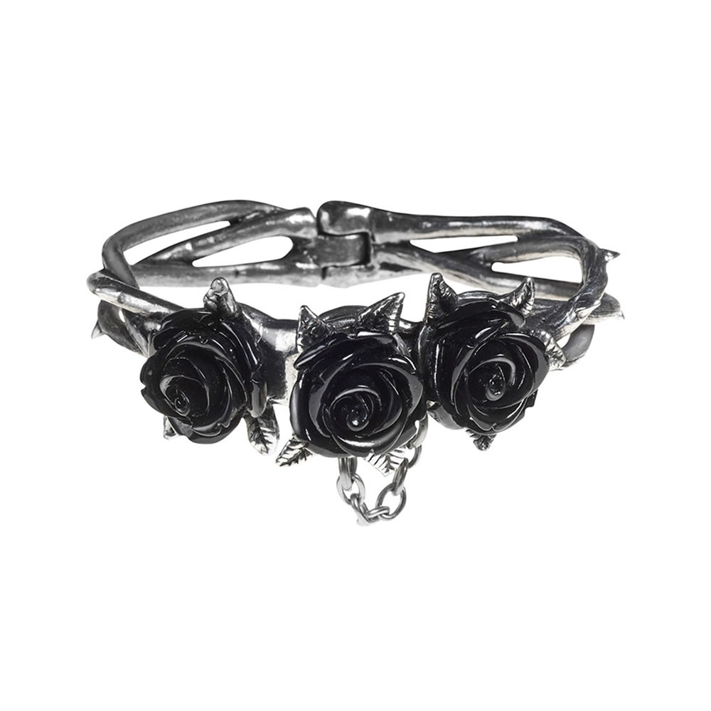 服/ファッション ALCHEMY GOTHIC: Cross Bracelet Anastasia Wild Black Rose Bracelet | Handmade Gothic Jewelry | Alchemy