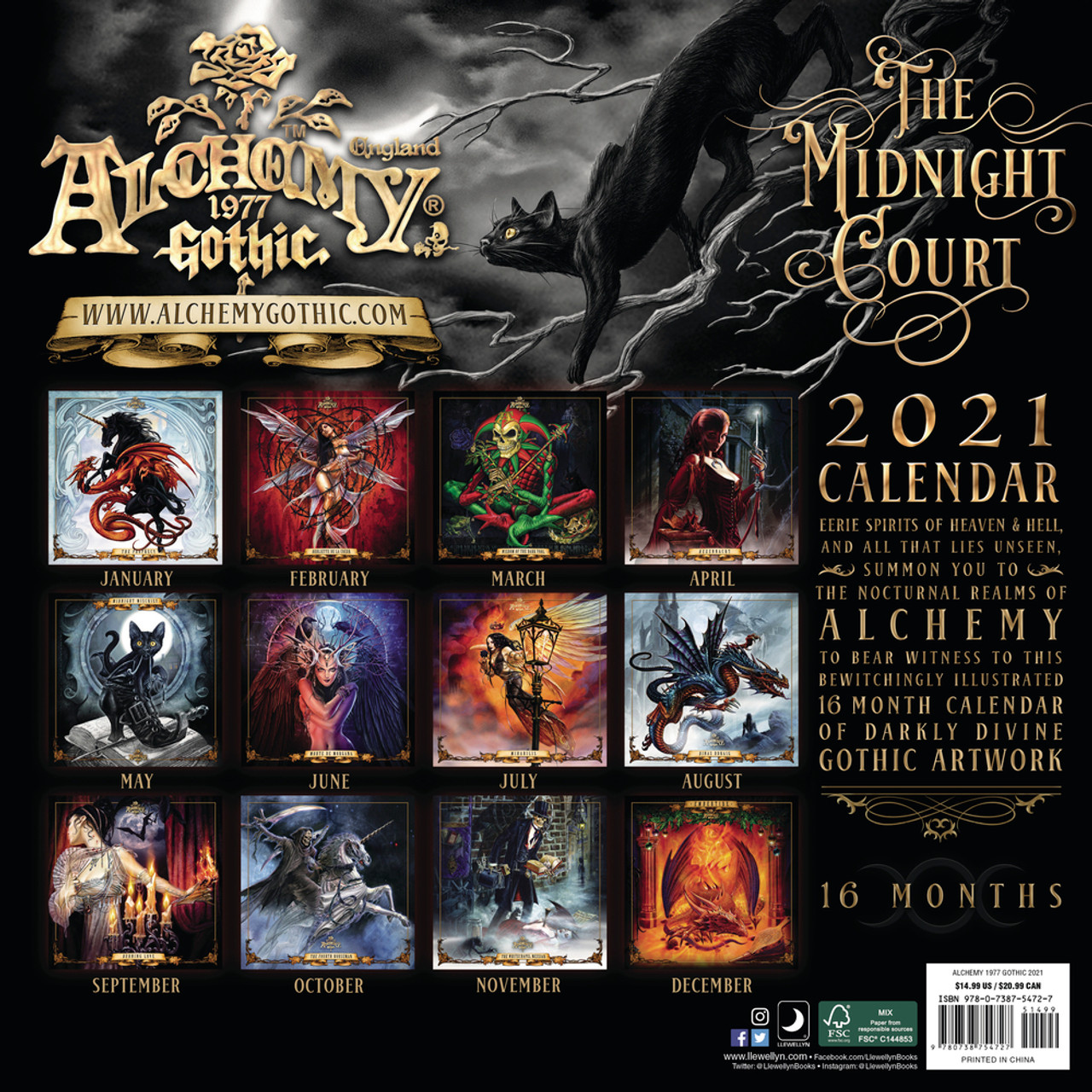Alchemy Gothic 2021 Wall Calendar | Alt Homeware | Alchemy
