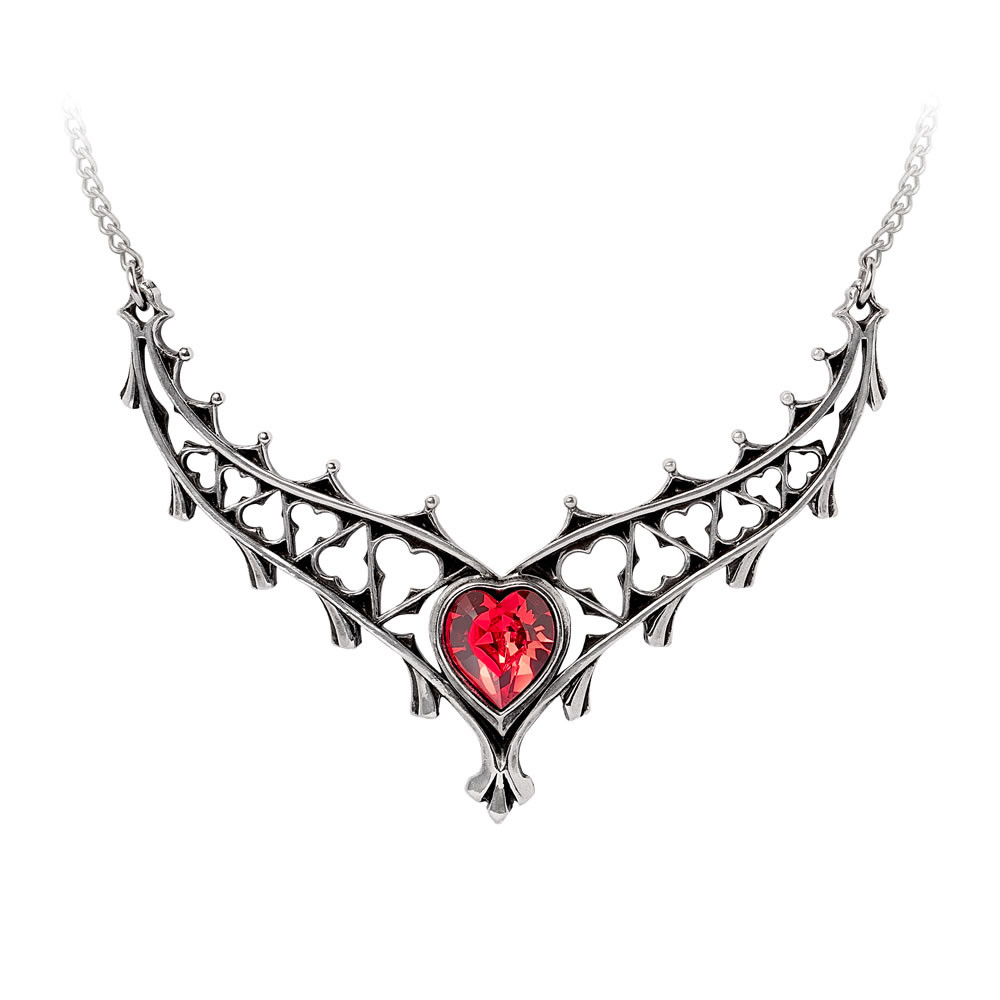 Cat Sith Necklace - Black Pewter Gothic Pendant With Red Crystal Eyes, 21" Chain - View #11