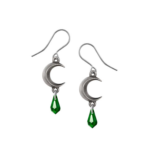E477G - Moon - Green Earrings