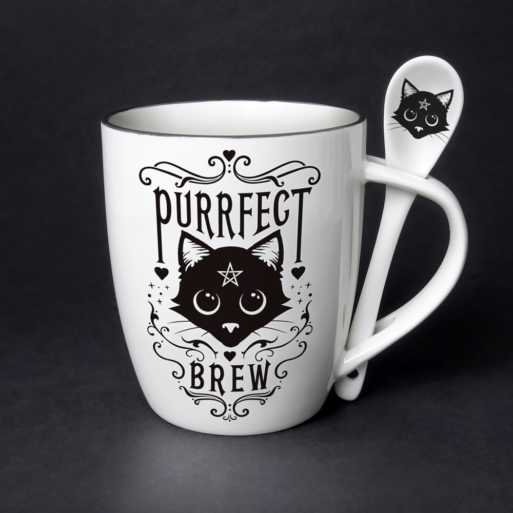 ALMUG20 - Purrfect Brew Cup and Spoon - Alchemy of England