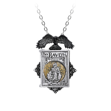 Charm Crescent Moon Poes Raven Pendant Raven Necklace Poe Nevermore Goth Jewelry Literary Retractable Badge Reel with Waterproof ID Holders /& Keychain