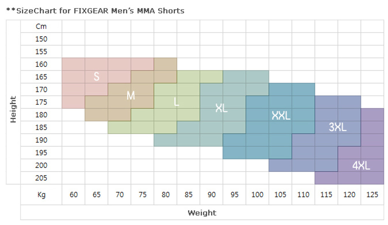 Mma Shorts Size Chart