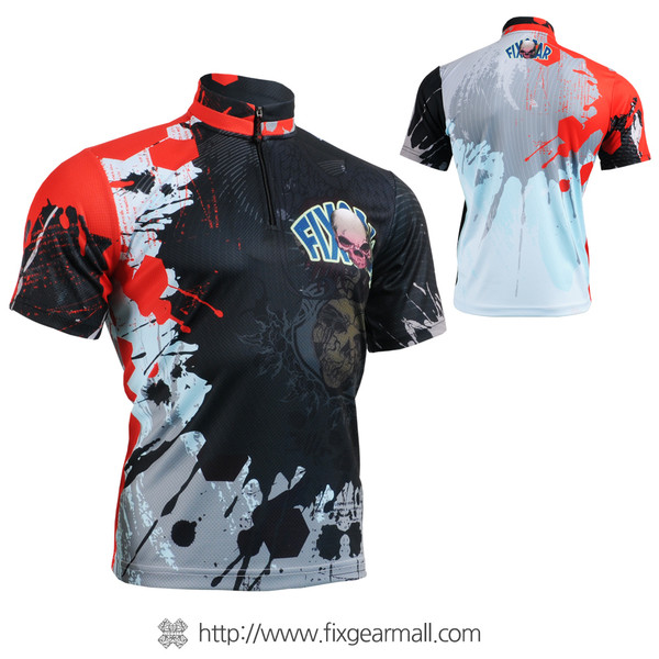 FIXGEAR BM-4402 Casual Mens short sleeve jersey 1/4 zip-up T-shirt