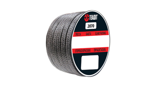 Teadit Style 2070 EGK Yarn, Expanded PTFE-Graphite/Aramid Yarn Packing,  Width: 3/8 (0.375) Inches (9.525mm), Quantity by Weight: 25 lb. (11.25Kg.) Spool, Part Number: 2070.375x25