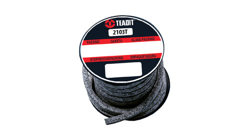 Teadit Style 2103T Braided Packing Carbon Yarn, PTFE Impregnated Packing,  Width: 1 (1) Inches (2Cm 5.4mm), Quantity by Weight: 5 lb. (2.25Kg.) Spool, Part Number: 2103T.100x5