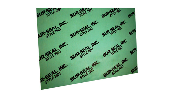 7001 Green Aramid Fibers/NBR Non-Asbestos Compressed Sheet, Dimensions: Length: 59.5 Inches (151.13Cm), Width: 63 Inches (160.02Cm), Thickness: 1/64(0.015625) Inches (0.0396875Cm) Part Number: GS700101560X60