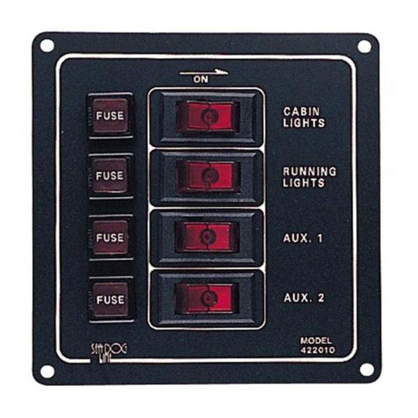 4-Gang Vertical Marine Switch Panel - View 5