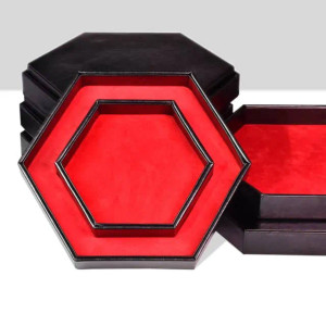 Red Hex Dice Storage Tray Faux Leather