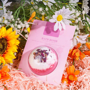 Rose Bath Bomb with Dice Inside