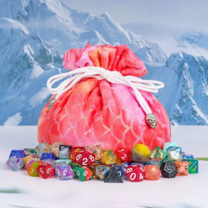 Foil Red and Yellow Multi-Pocket Dice Bag