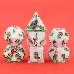 Spider Webs & Eyeballs 7ct Sharp Edge Dice Set