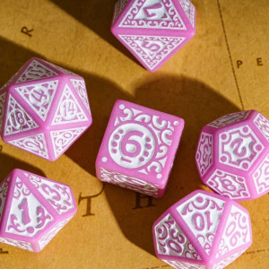 Poly Pink & White Pattern Dice