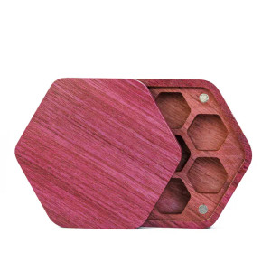 Purple Heart Wood Hex Wooden Dice Box
