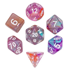 Purple Orange Green Two-Color RPG Dice Set