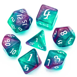 Red Blue Glitter RPG Dice Set