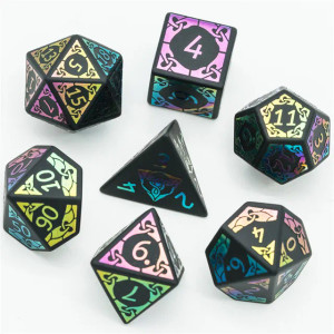 Celtic Knot Rainbow Obsidian Gemstone Dice Poly 7ct
