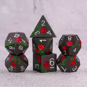 Matte Black Rose Electroplated Metal Dice Set