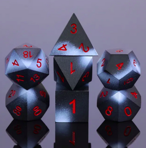 Black & White Metal Dice Poly 7ct