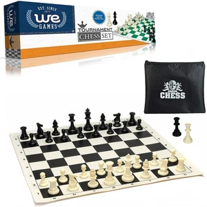 Chess Tournament Set - Weighted Pieces with Roll-Up Board