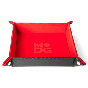 Velvet Fold Dice Tray with Leather Red