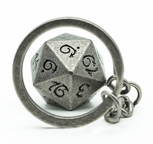 Silver D20 Keychain