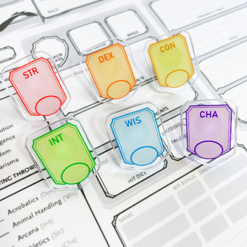 D&D Character Sheet Writable Acrylic Pin