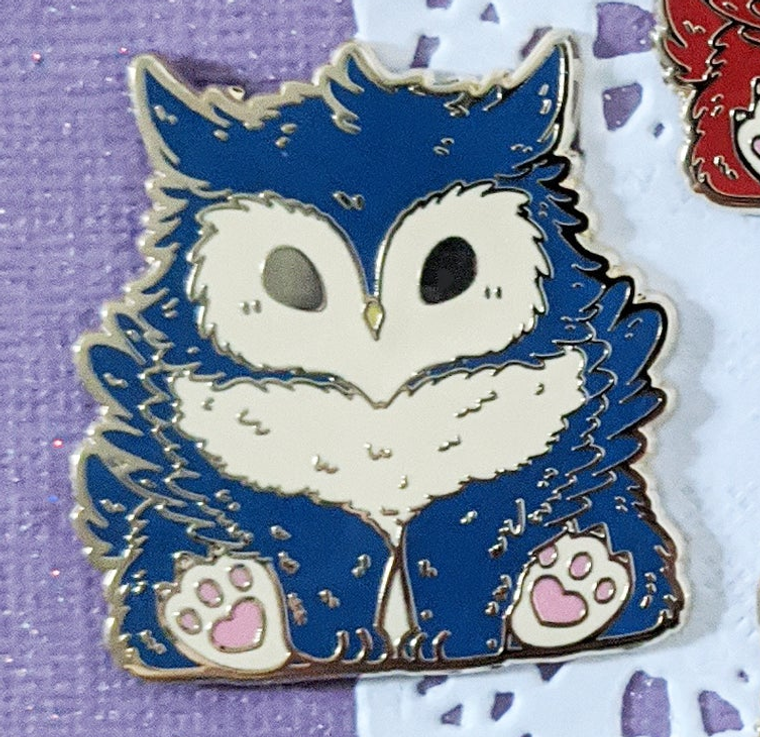 Chubby Owlbear Pin - Blue