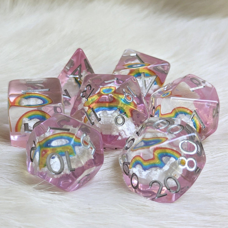 Poly Dreamy Rainbows & Clouds Dice Set