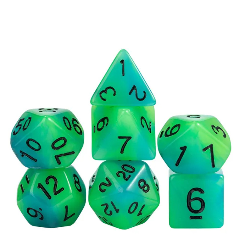 Poly Glow Green & Blue Dice