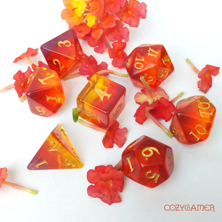 Poly Dragon Fire 7pc Dice Set