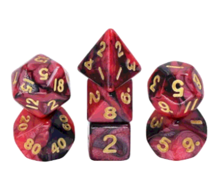 Mini Dice Red Black Blend Poly 7ct