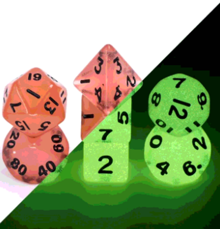 Mini Dice Red Glow in the Dark Poly 7ct