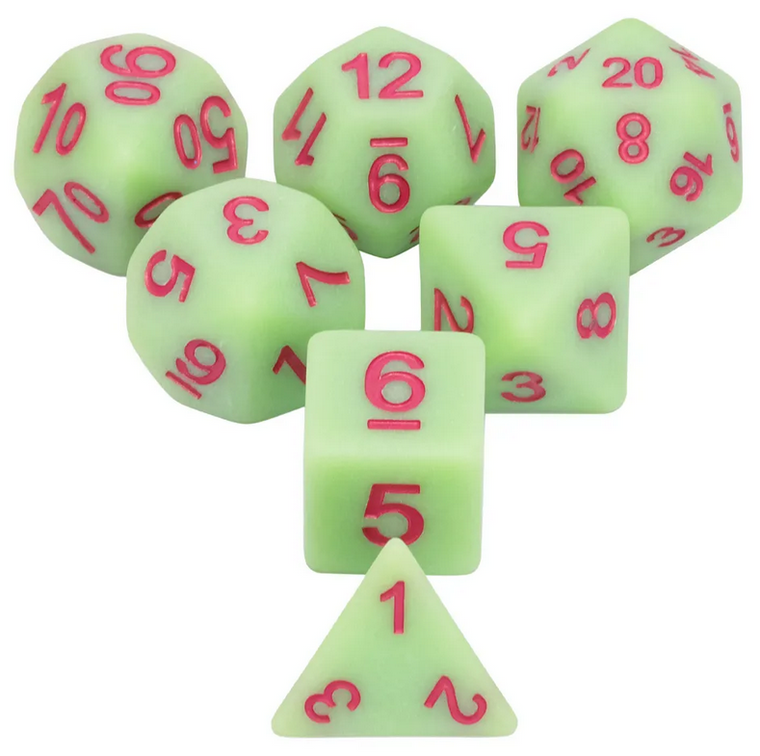 Green Elves Frosted Matte Dice Poly 7ct