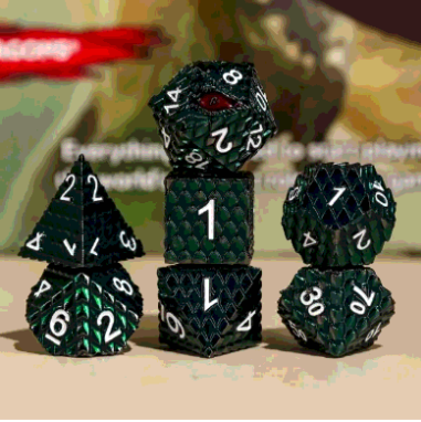 Witch Black Dragon Metal Dice Poly 7ct