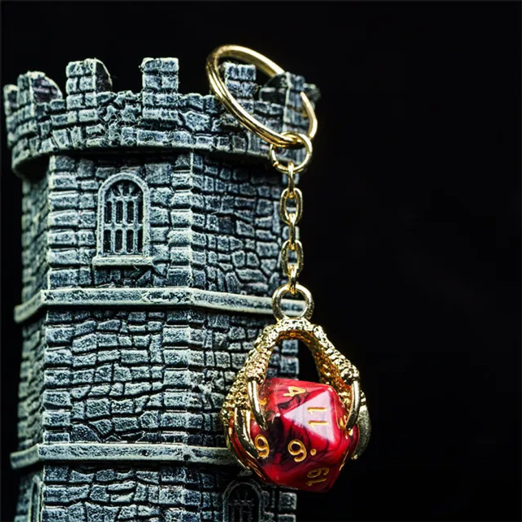 Dragon Claw Keychain - Red & Black D20