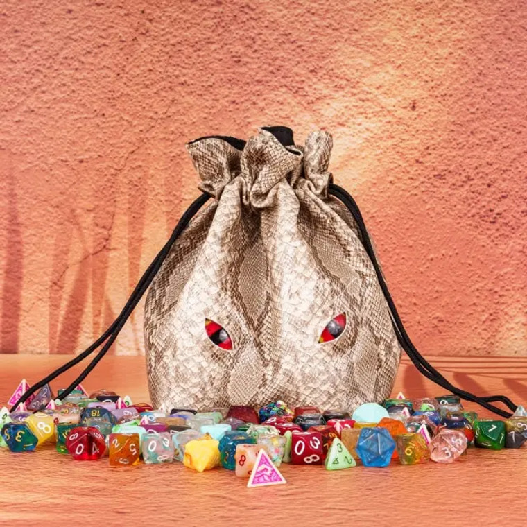 Sand Python Leather Dice Bag
