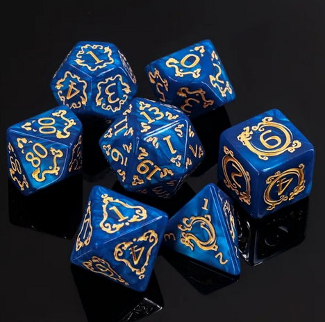 Blue Cloud Dragon Poly Dice Set