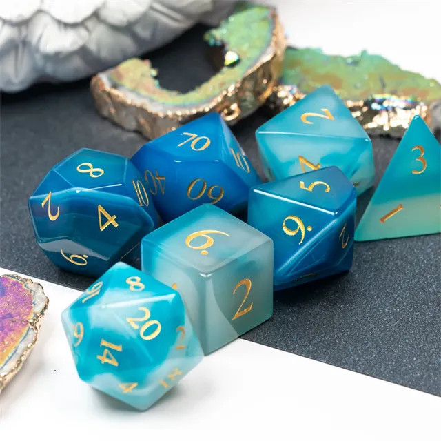 Agate Gemstone Dice Blue 7ct