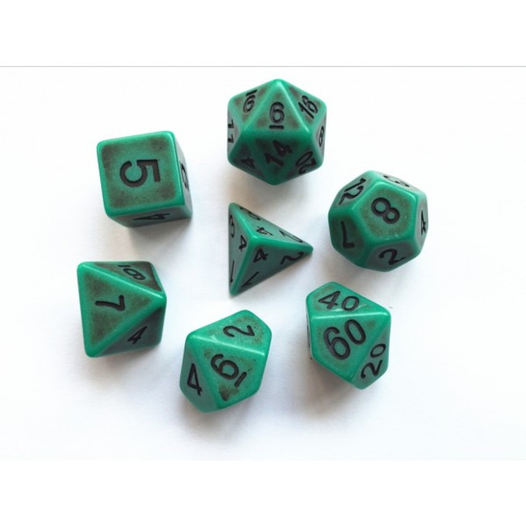 Green Ancient Poly Dice 7ct