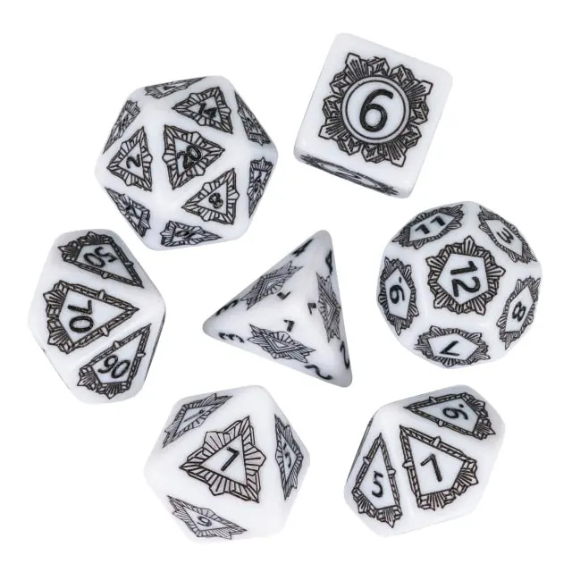 Frame Pattern White RPG Dice Set