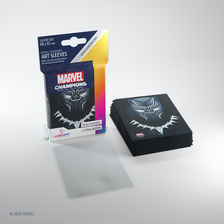 66mm x 92mm Marvel Champions Black Panther Sleeves 50ct Sleeves + 1 Clear