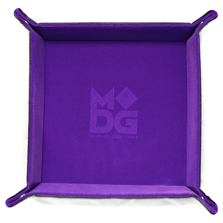 Velvet Fold Dice Tray with Leather Purple